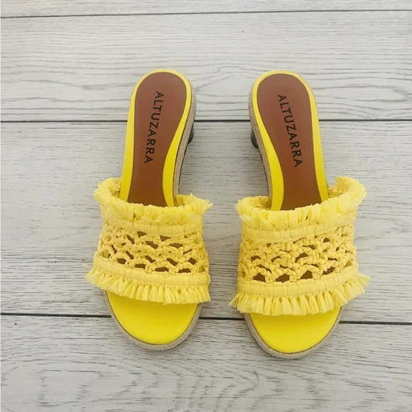 Altuzarra Tack Raffia Sandals In Yellow